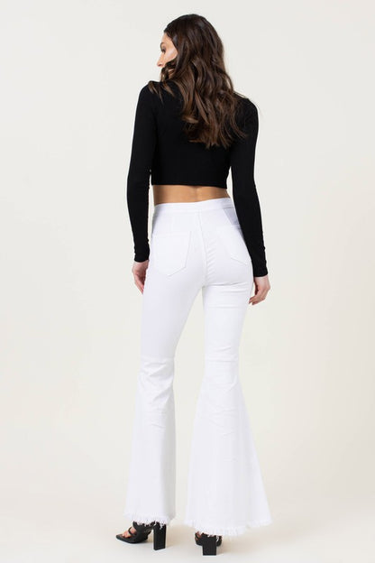 White High Waisted Flare Jeans Tall  - Tigbuls Variety Fashion