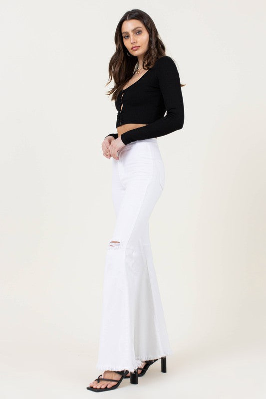  White High Waisted Flare Jeans Tall - Tigbuls Variety Fashion