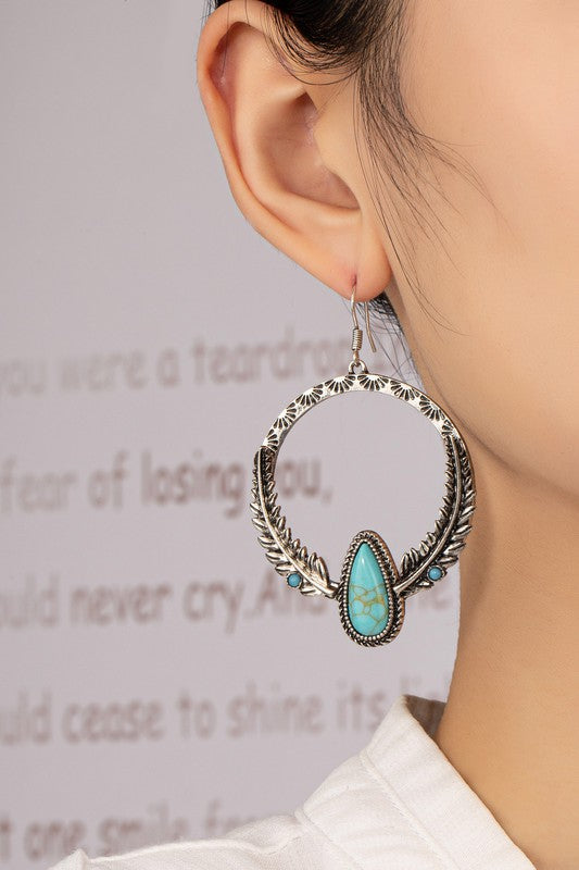 Boho distressed feather circle earrings - Tigbul's Variety Fashion Shop
