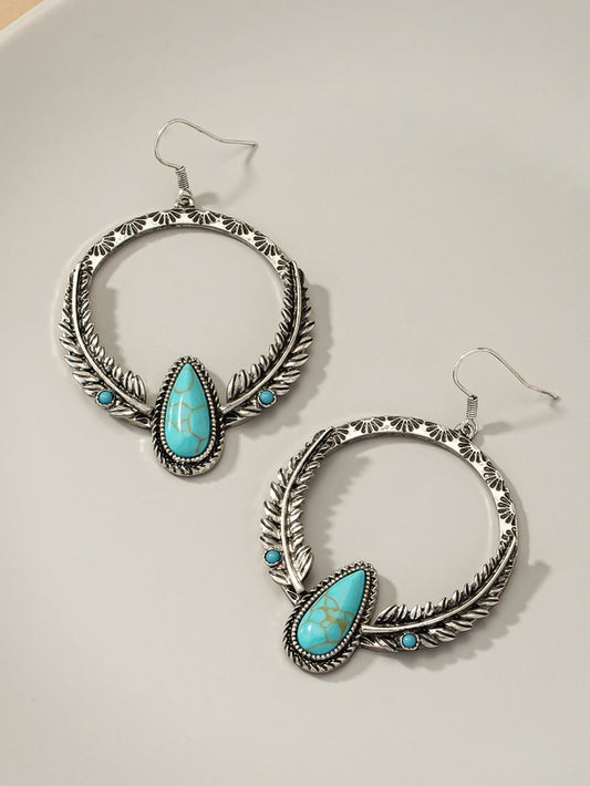 Boho distressed feather circle earrings - Tigbul's Variety Fashion Shop
