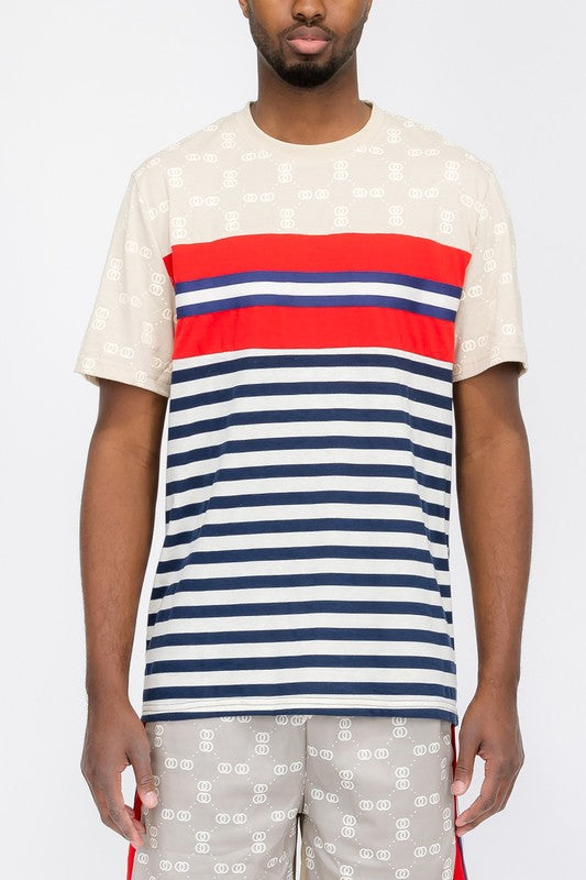 CHAIN LINK PRINT SHORT SLEEVE TSHIRT - Tigbul's Variety Fashion Shop