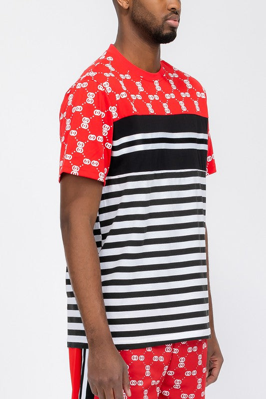 CHAIN LINK PRINT SHORT SLEEVE TSHIRT - Tigbul's Variety Fashion Shop