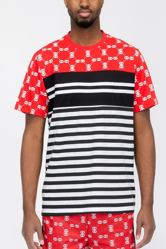 CHAIN LINK PRINT SHORT SLEEVE TSHIRT - Tigbul's Variety Fashion Shop