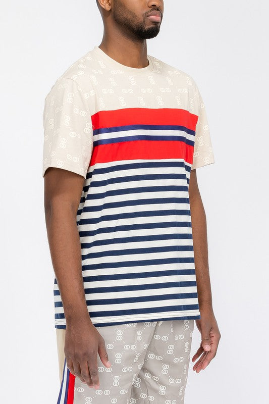 CHAIN LINK PRINT SHORT SLEEVE TSHIRT - Tigbul's Variety Fashion Shop