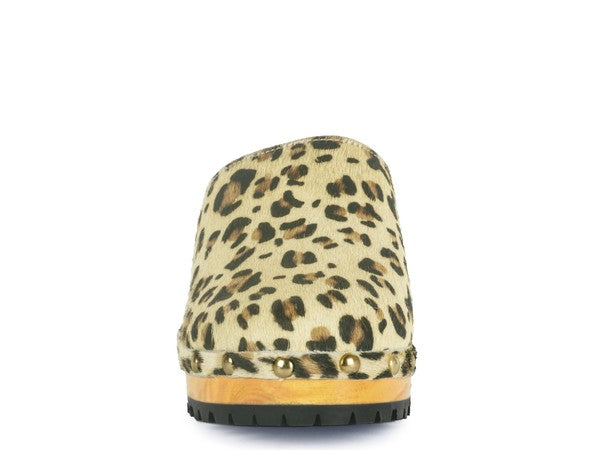 ACER FINE SUEDE PRINTED LEOPARD CLOG SLIDES - Tigbul's Variety Fashion Shop