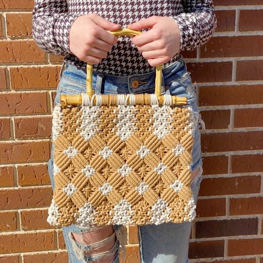 Bamboo Weaved Shopping Tote / Handbag - Tigbuls Variety Fashion