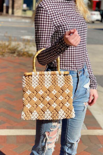 Bamboo Weaved Shopping Tote / Handbag - Tigbuls Variety Fashion