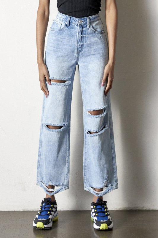 Destroyed Straight Jeans - Tigbul's Variety Fashion Shop