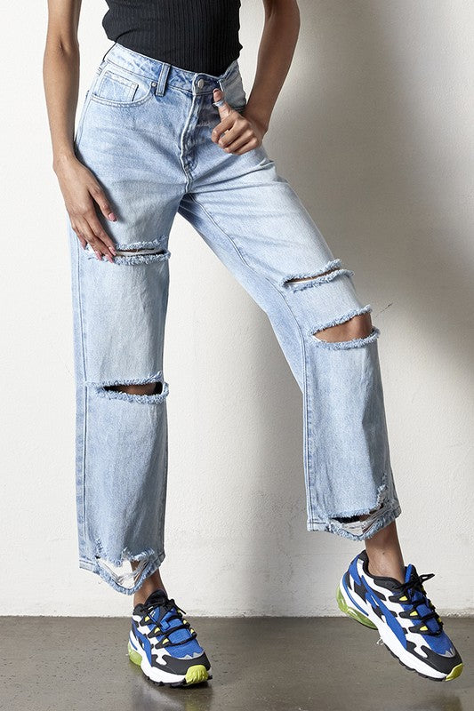 Destroyed Straight Jeans - Tigbul's Variety Fashion Shop