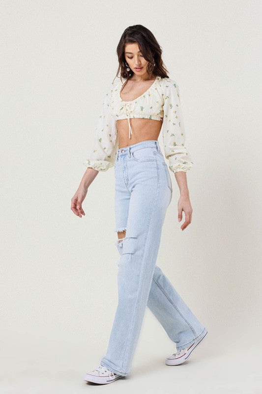 Distressed Wide Leg Jeans - Tigbuls Variety Fashion