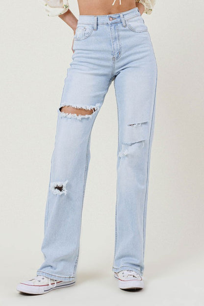 Distressed Wide Leg Jeans - Tigbuls Variety Fashion