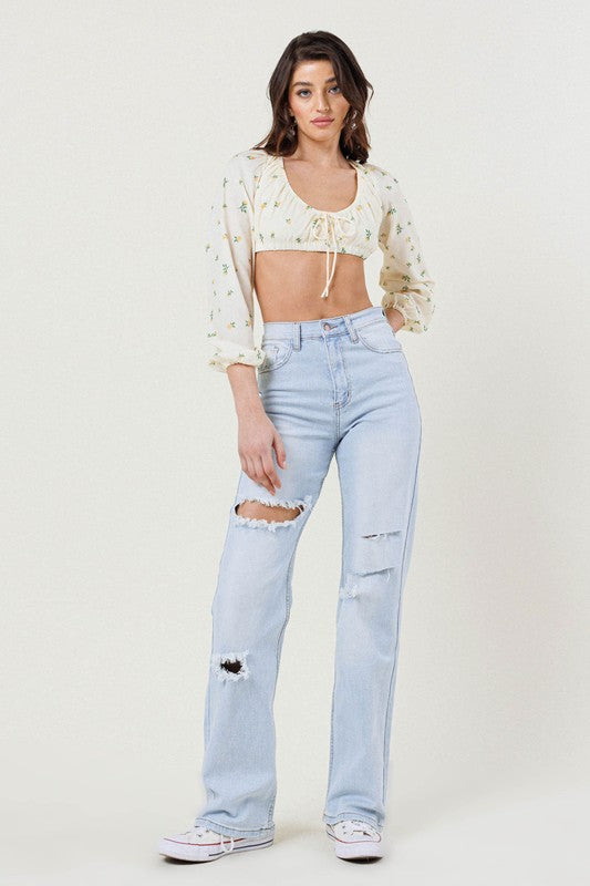 Distressed Wide Leg Jeans - Tigbuls Variety Fashion