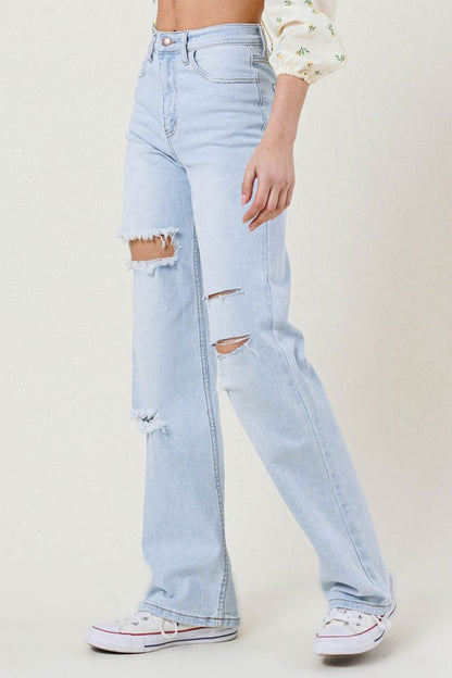 Distressed Wide Leg Jeans - Tigbuls Variety Fashion