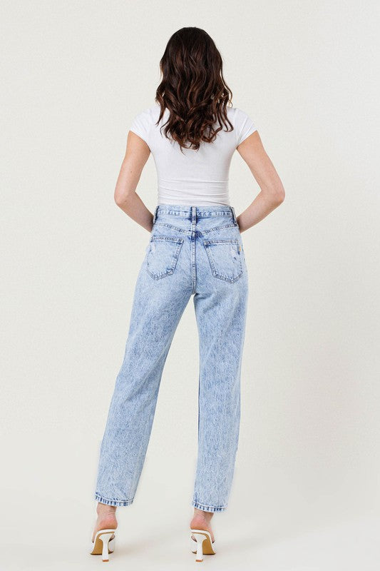 High Waisted Straight Leg in Vintage Acid Wash - Tigbuls Variety Fashion