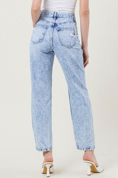 High Waisted Straight Leg in Vintage Acid Wash - Tigbuls Variety Fashion