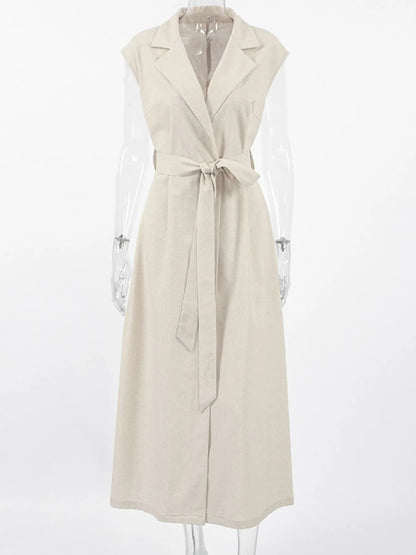 Tie Waist Cap Sleeve Maxi Dress - Tigbul's Variety Fashion Shop