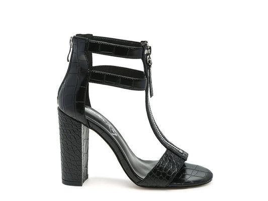 FELICITY Zip Up Croc Textured Sandals - Tigbul's Variety Fashion Shop