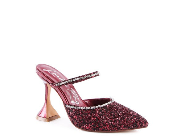 IRIS Glitter Spool Heel Sandal - Tigbul's Variety Fashion Shop