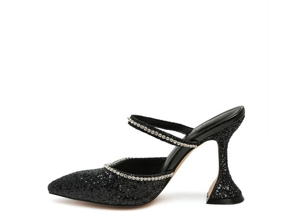 IRIS Glitter Spool Heel Sandal - Tigbul's Variety Fashion Shop