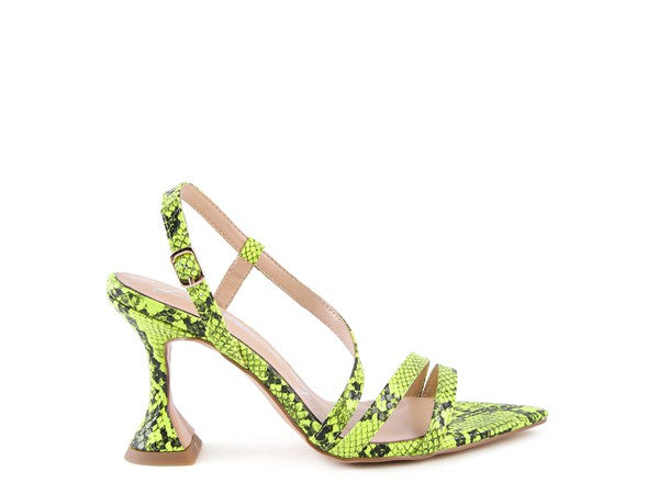 CHERRY TART Snake Print Spool Heel Sandals - Tigbuls Variety Fashion