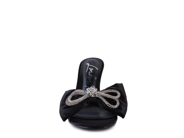 BRAG IN Crystal Bow Satin High Heeled Sandals - Tigbuls Variety Fashion