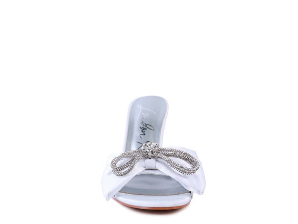 BRAG IN Crystal Bow Satin High Heeled Sandals - Tigbuls Variety Fashion