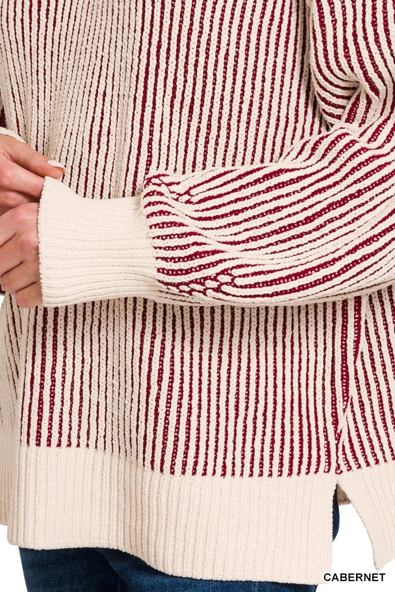 Zenana Two Tone Crewneck Sweater - Tigbul's Variety Fashion Shop