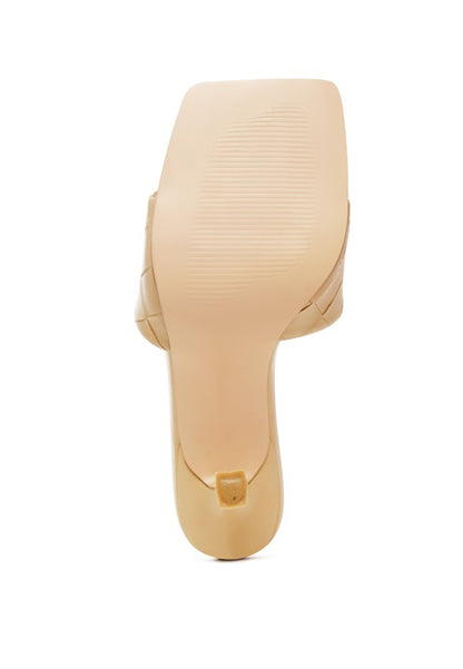 Carmen High Heeled Woven Square Toe Sandal - Tigbul's Variety Fashion Shop