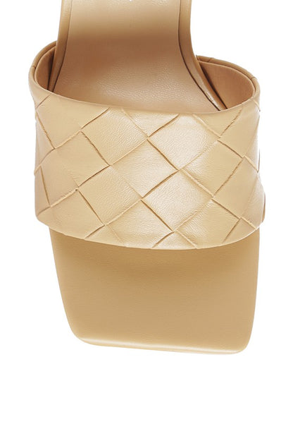 Carmen High Heeled Woven Square Toe Sandal - Tigbul's Variety Fashion Shop