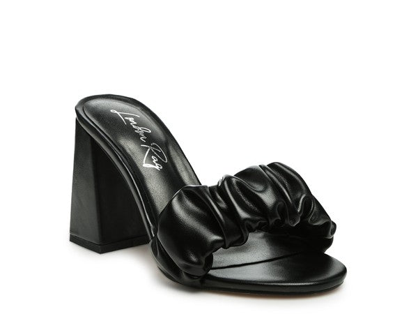 Noie Mid Block Heel Pleated Strap Sandals - Tigbuls Variety Fashion