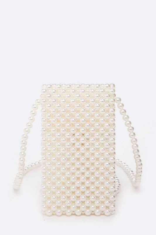 Iconic Pearl Beaded Phone Swing Bag - Tigbul's Variety Fashion Shop