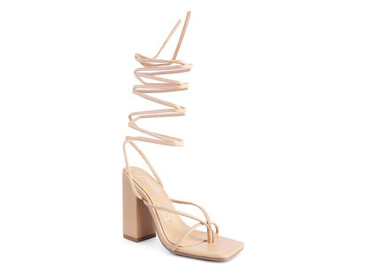 POLE DANCE LACE UP BLOCK HEELED SANDAL - Tigbul's Variety Fashion Shop