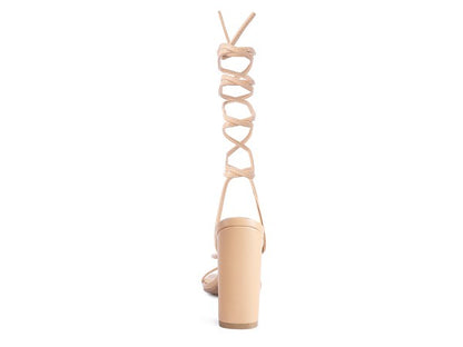 POLE DANCE LACE UP BLOCK HEELED SANDAL - Tigbul's Variety Fashion Shop