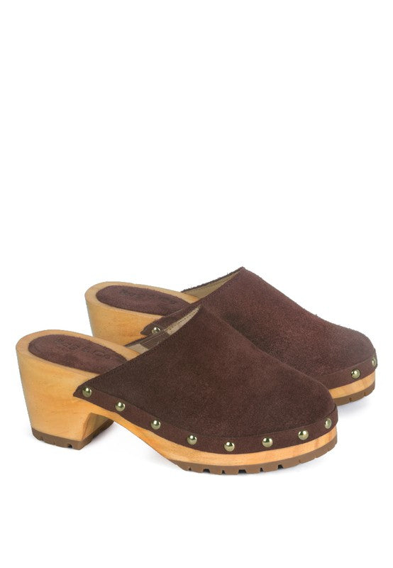 Cedrus Fine Suede Studded Clog Mules - Tigbuls Variety Fashion