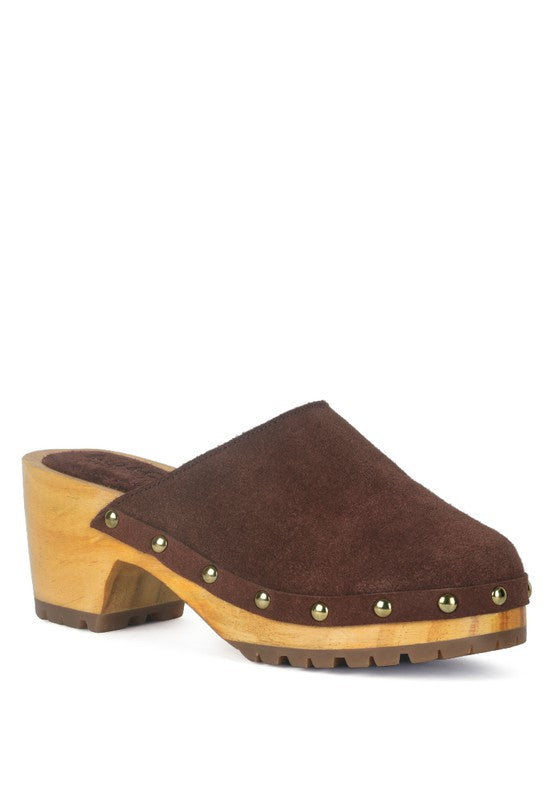 Cedrus Fine Suede Studded Clog Mules - Tigbuls Variety Fashion