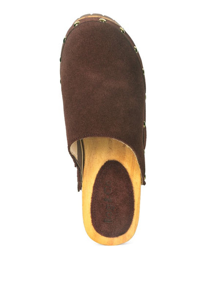 Cedrus Fine Suede Studded Clog Mules - Tigbuls Variety Fashion