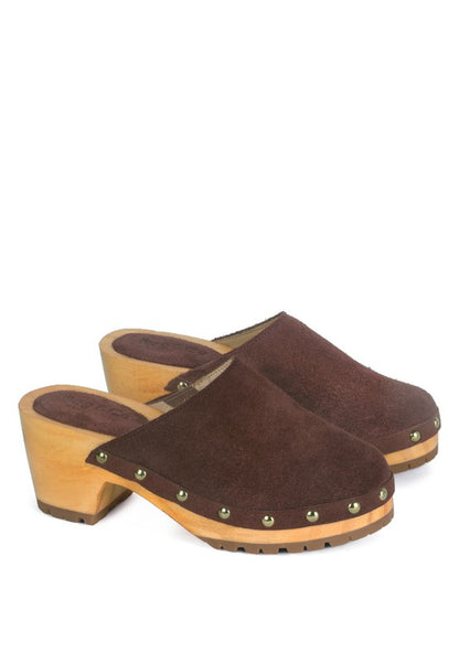 CEDRUS FINE SUEDE STUDDED CLOG MULES - Tigbul's Variety Fashion Shop