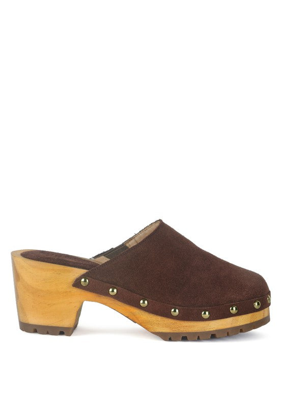 Cedrus Fine Suede Studded Clog Mules - Tigbuls Variety Fashion