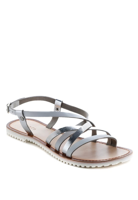 Strappy Flat Leather Sandals - Tigbul's Variety Fashion Shop