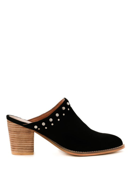 LESLIE STACKED HEEL MULES - Tigbul's Variety Fashion Shop