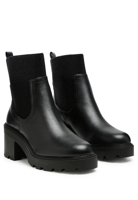 LIAM BLACK SOCK CHUNKY CHELSEA BOOTS - Tigbul's Variety Fashion Shop