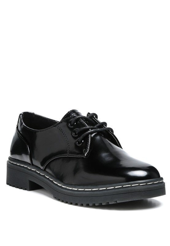 LONDON RAG SHANKS OXFORD PATENT PU SHOES - Tigbul's Variety Fashion Shop