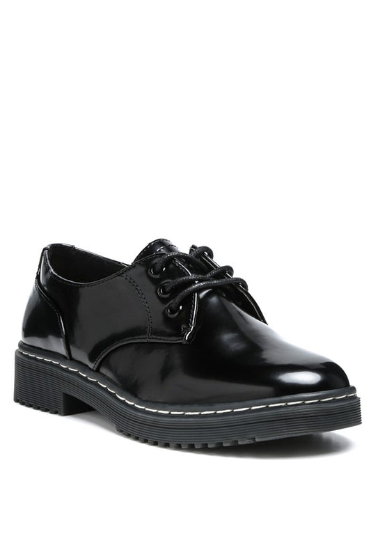 LONDON RAG SHANKS OXFORD PATENT PU SHOES - Tigbul's Variety Fashion Shop