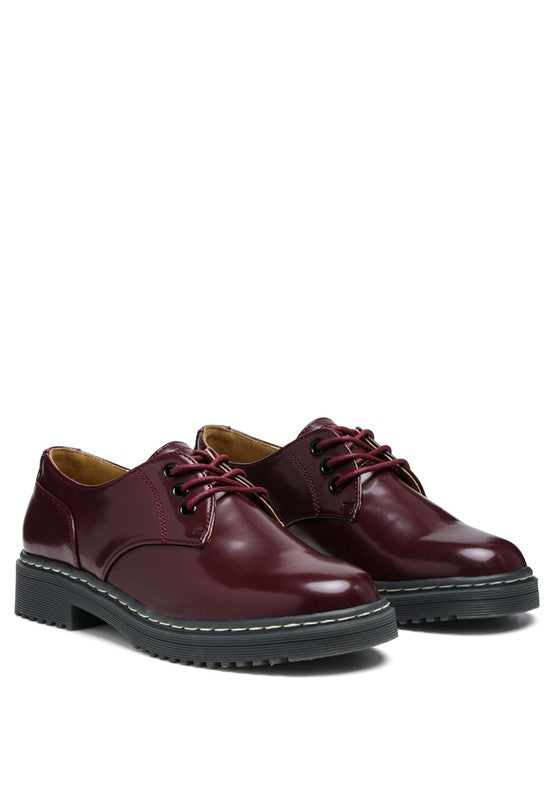 LONDON RAG SHANKS OXFORD PATENT PU SHOES - Tigbul's Variety Fashion Shop