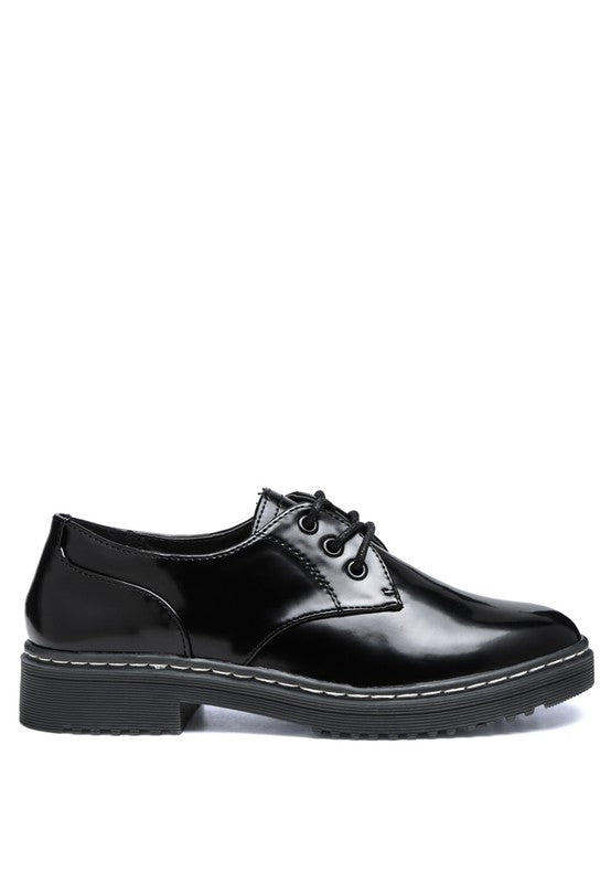 LONDON RAG SHANKS OXFORD PATENT PU SHOES - Tigbul's Variety Fashion Shop