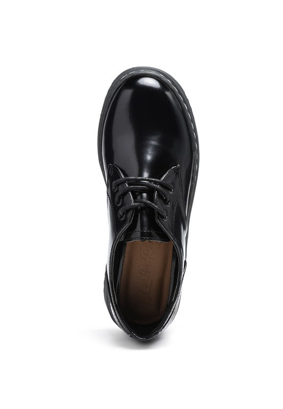 LONDON RAG SHANKS OXFORD PATENT PU SHOES - Tigbul's Variety Fashion Shop