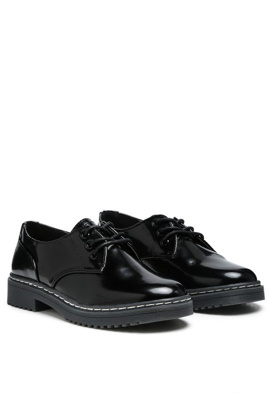 LONDON RAG SHANKS OXFORD PATENT PU SHOES - Tigbul's Variety Fashion Shop