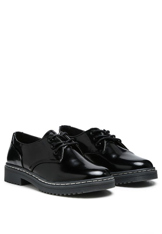 LONDON RAG SHANKS OXFORD PATENT PU SHOES - Tigbul's Variety Fashion Shop