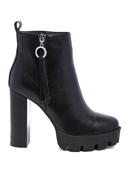 MISTRESS HIGH BLOCK HEELED CHUNKY LEATHER BOOT - Tigbul's Variety Fashion Shop