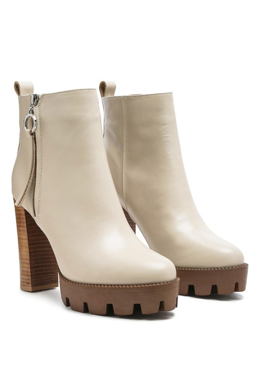 MISTRESS HIGH BLOCK HEELED CHUNKY LEATHER BOOT - Tigbul's Variety Fashion Shop